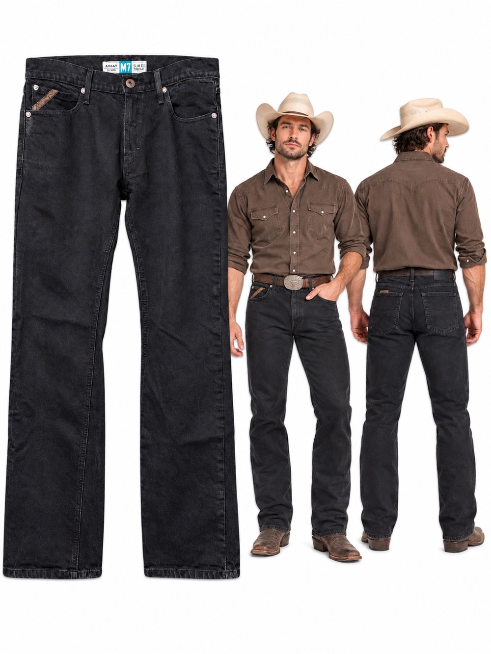 Ariat M7 Legacy Black Jeans Mens 32x34 Slim Fit Straight Leg Western Rodeo